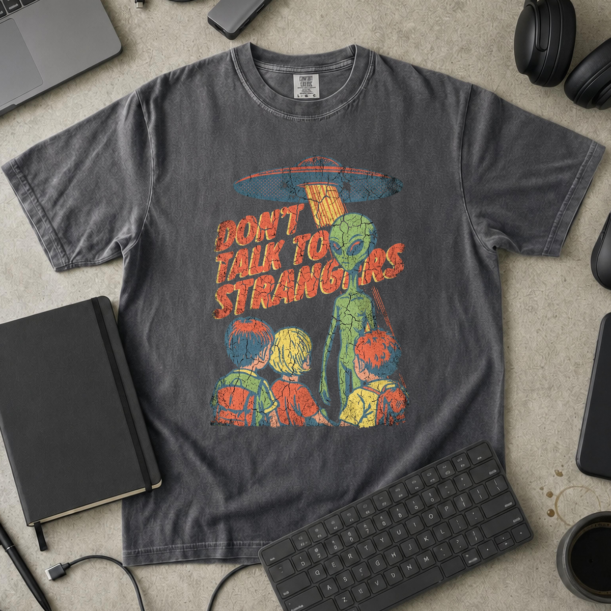 Don’t Talk to Strangers Premium Shirt - Pepper mockup