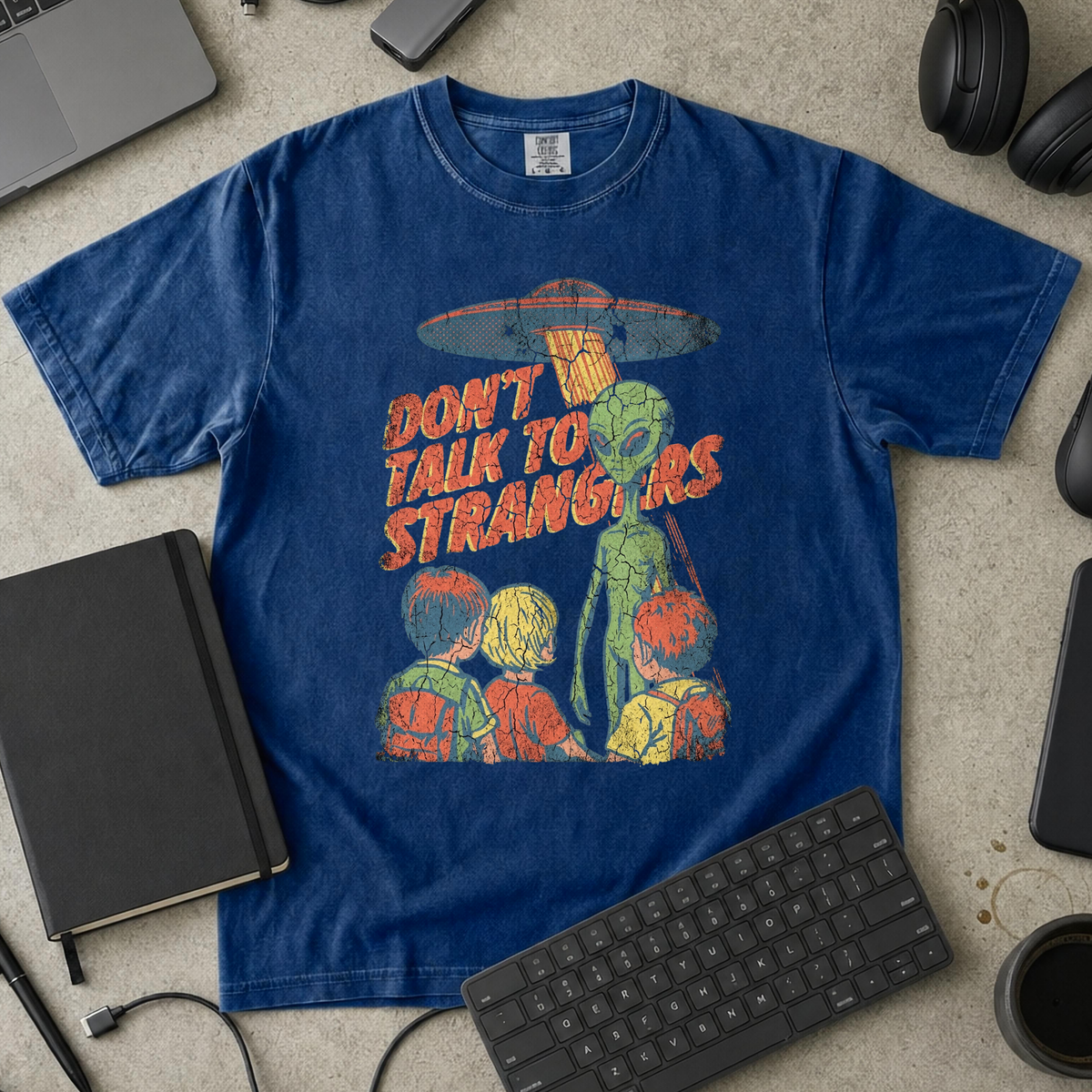 Don’t Talk to Strangers Premium Shirt - True Navy mockup