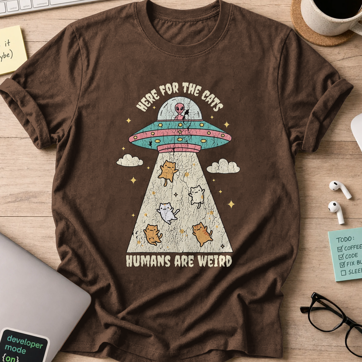 Humans Are Weird Shirt - Dark Chocolate mockup