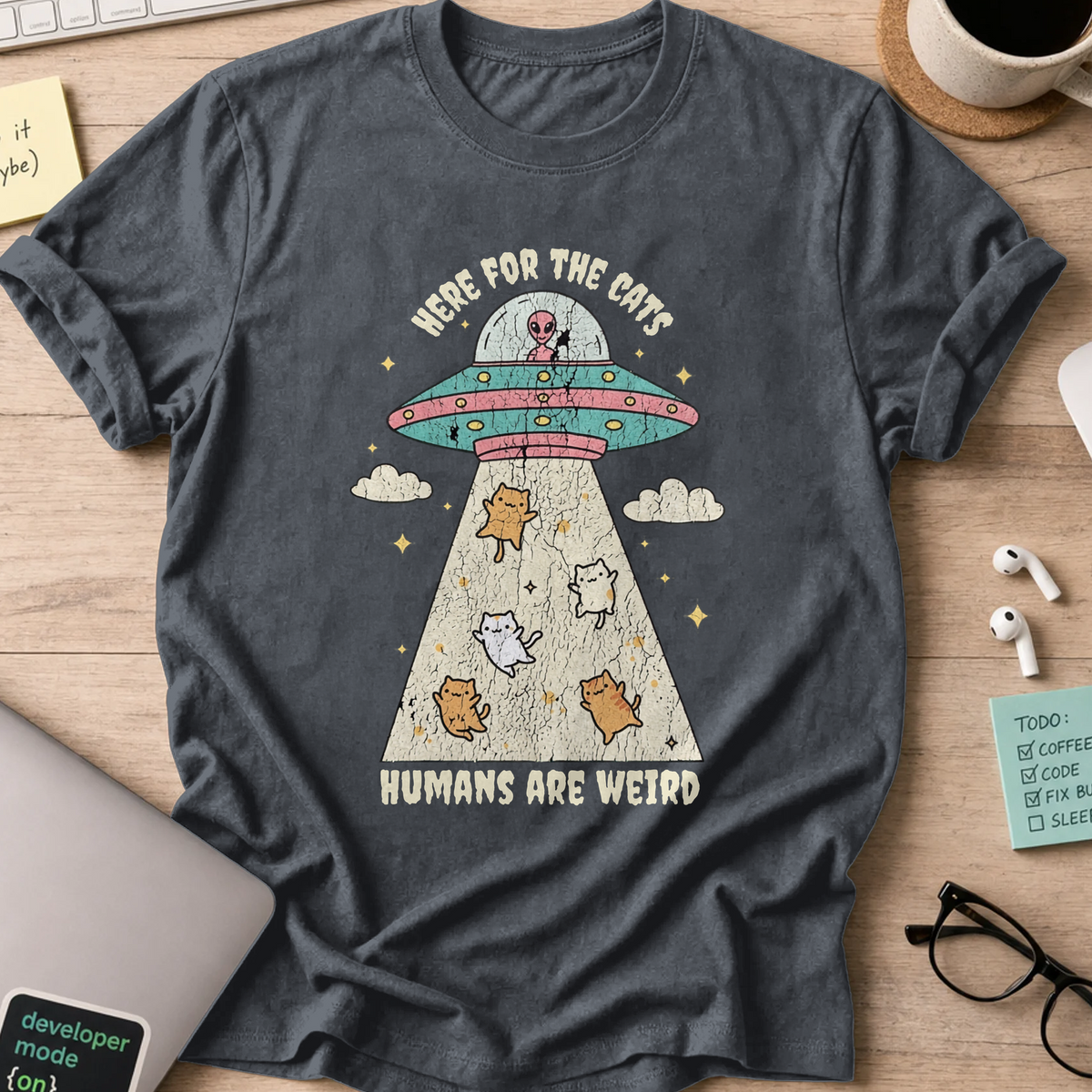 Humans Are Weird Shirt - Dark Heather mockup