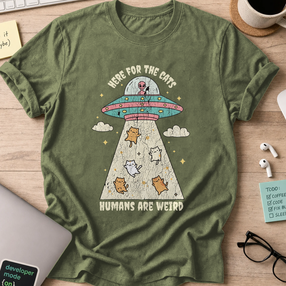 Humans Are Weird Shirt - Military Green mockup