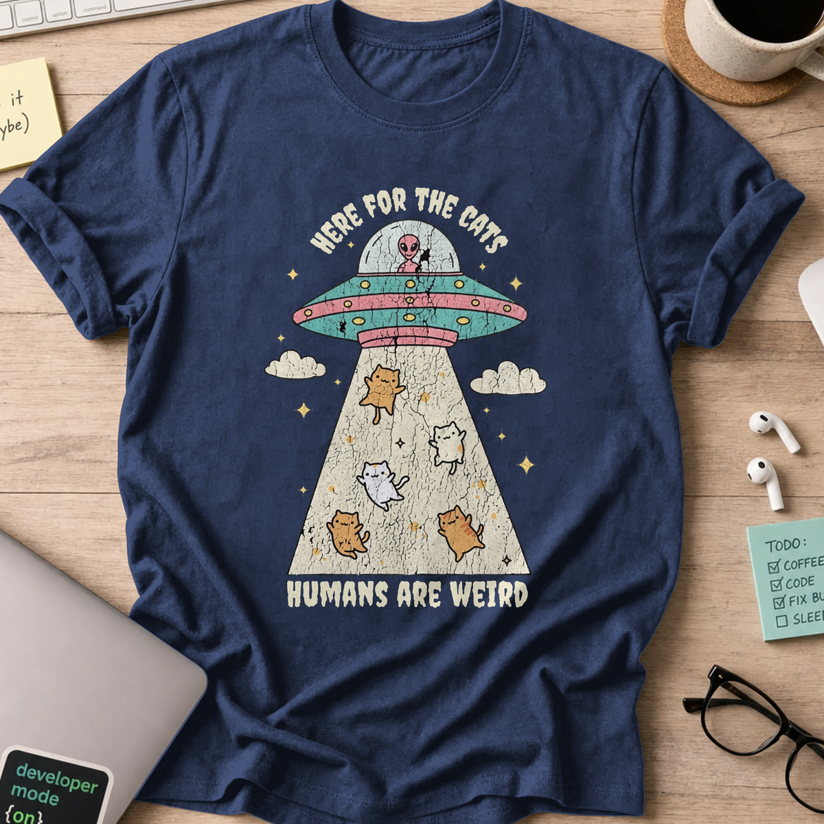 Humans Are Weird Shirt - Navy mockup