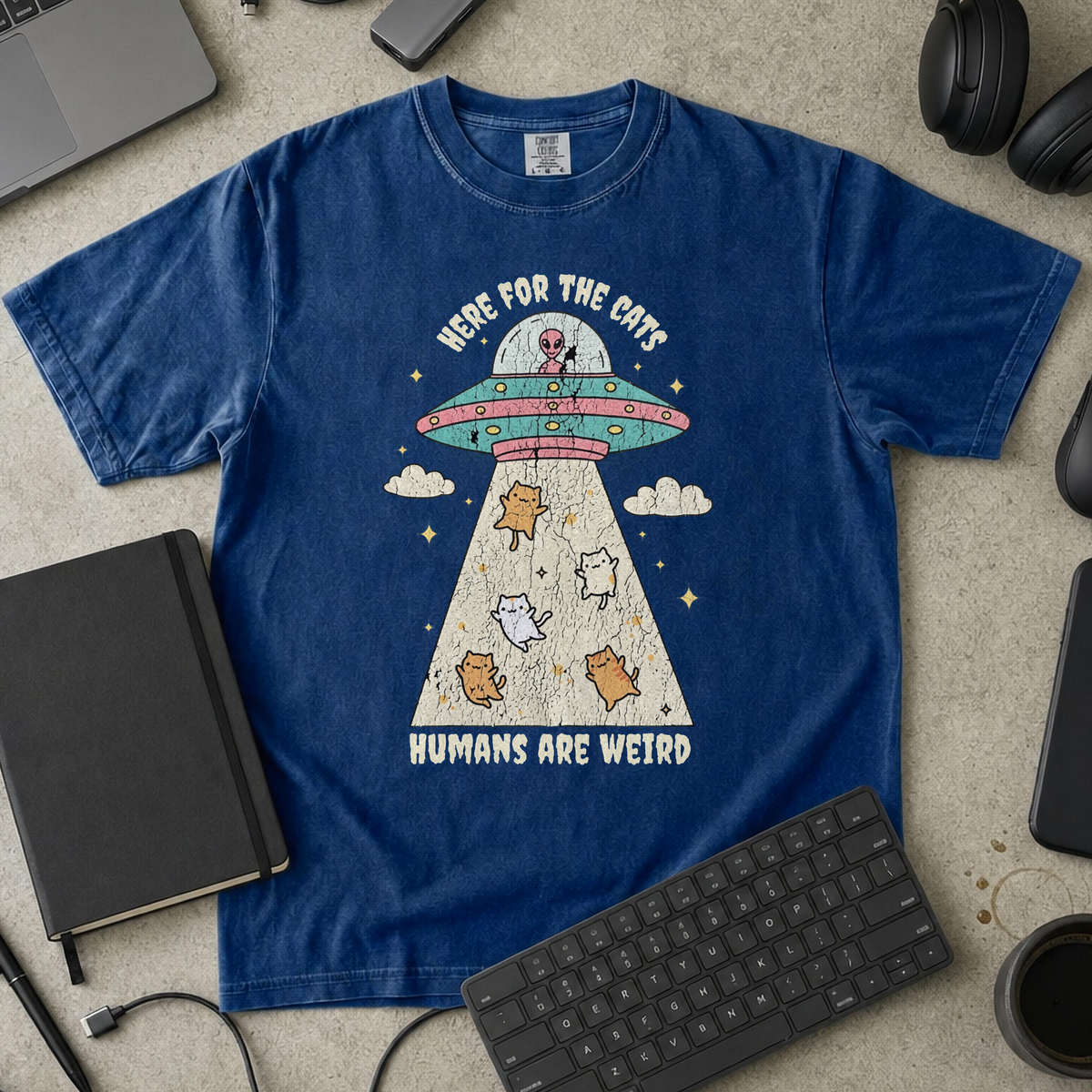 Humans Are Weird Premium Shirt - True Navy mockup