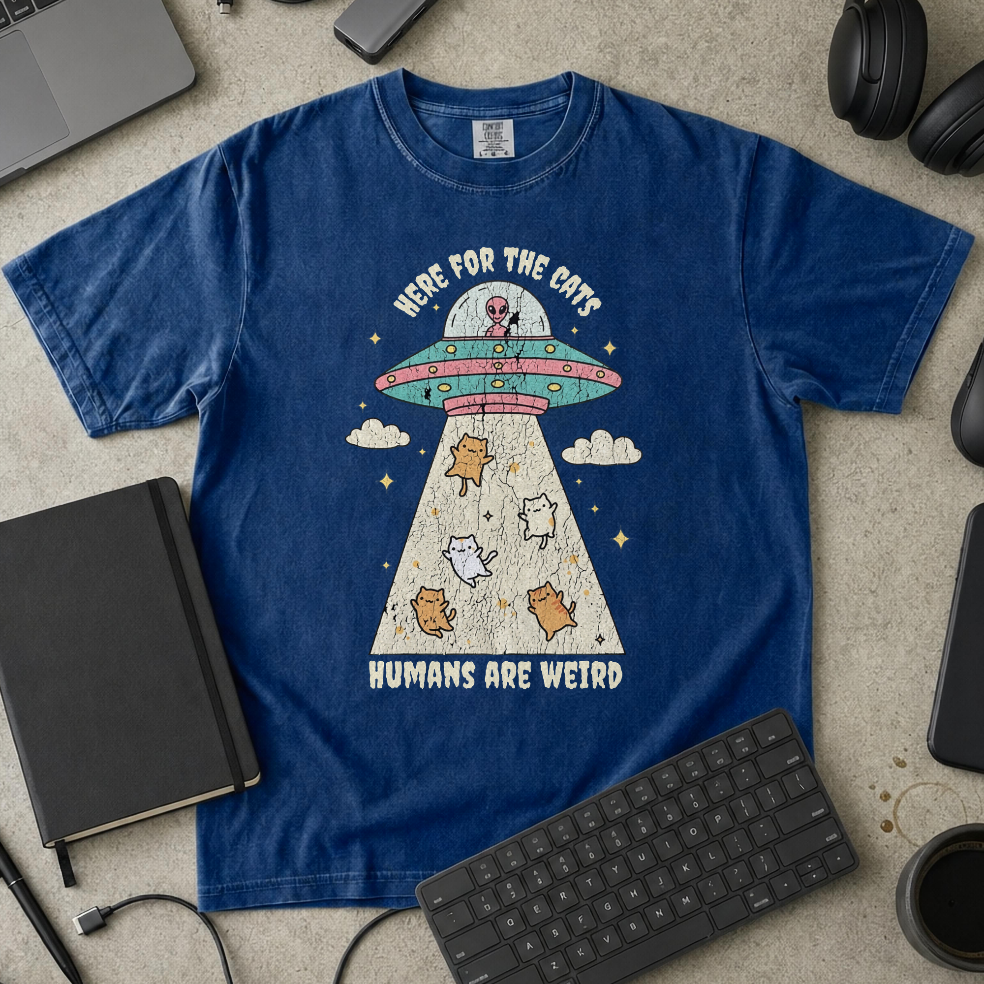 Humans Are Weird Premium Shirt - True Navy mockup