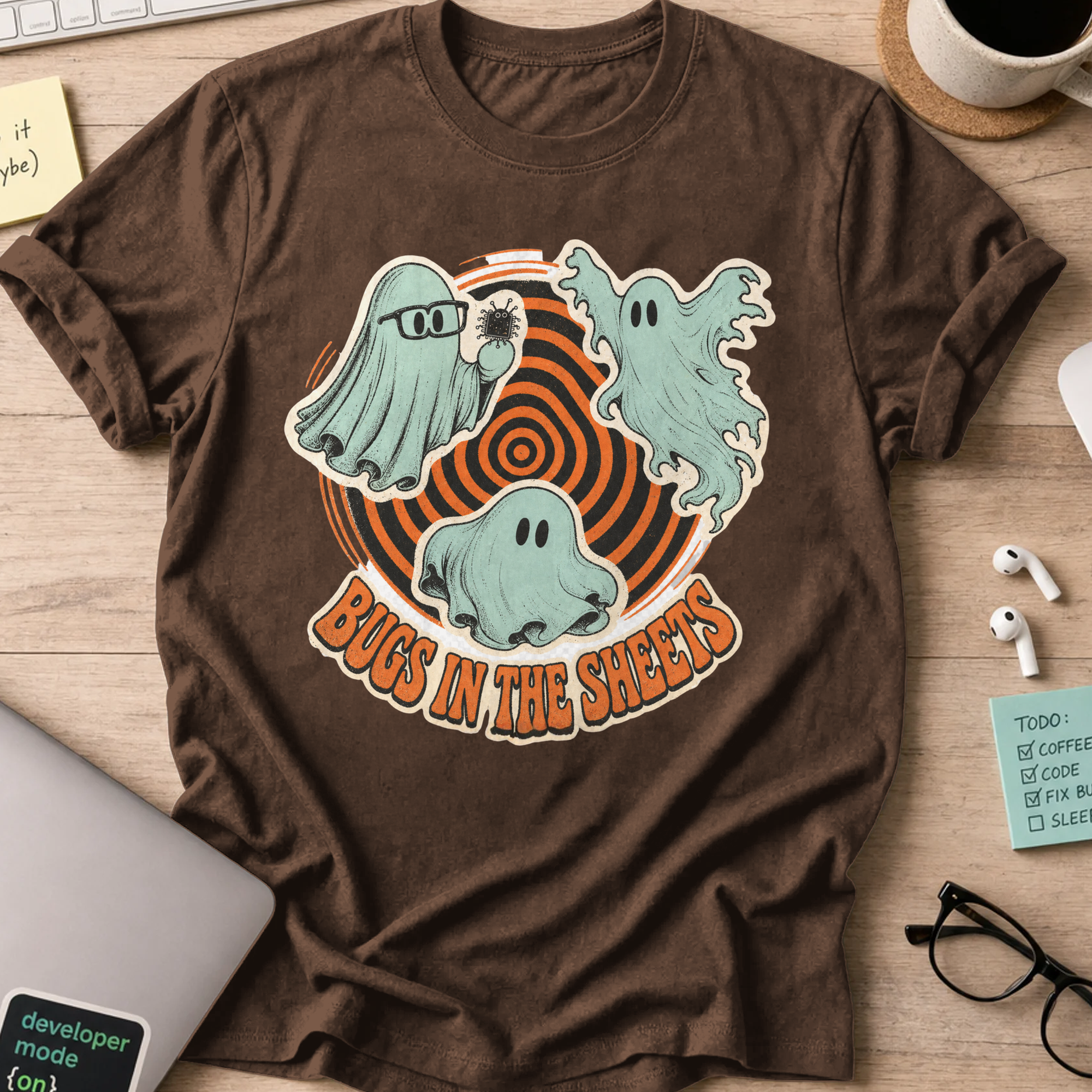 Bugs in the Sheets Shirt - Dark Chocolate mockup
