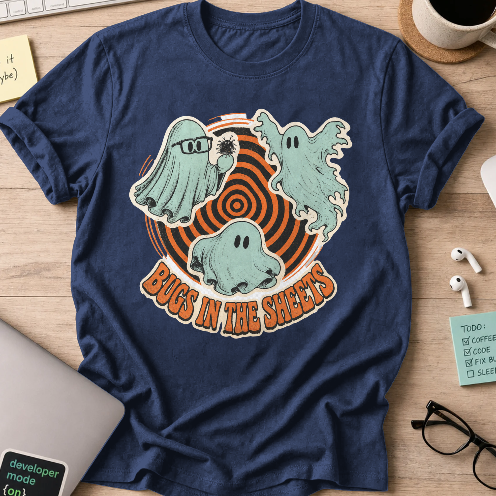 Bugs in the Sheets Shirt - Navy mockup