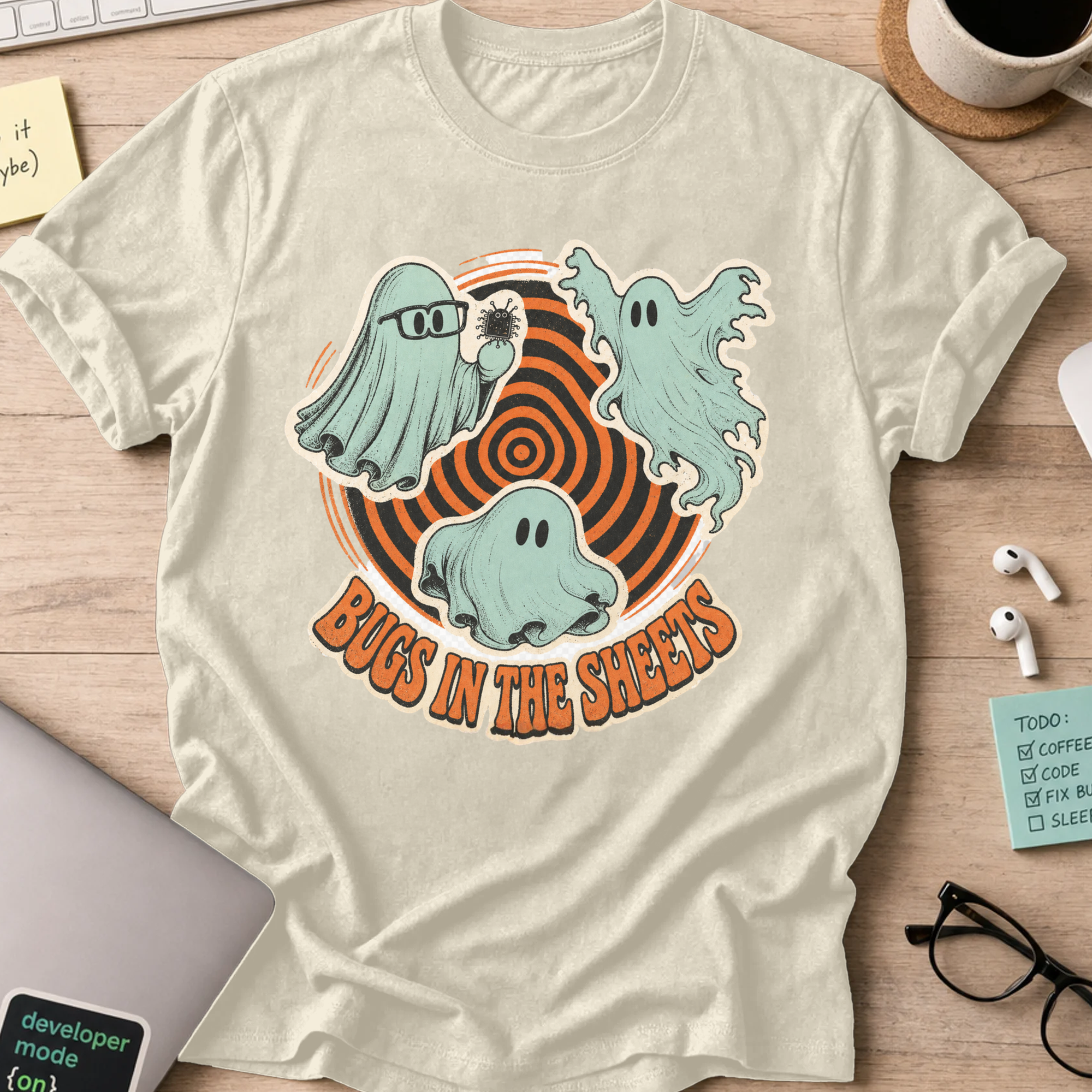 Bugs in the Sheets Shirt - Natural mockup