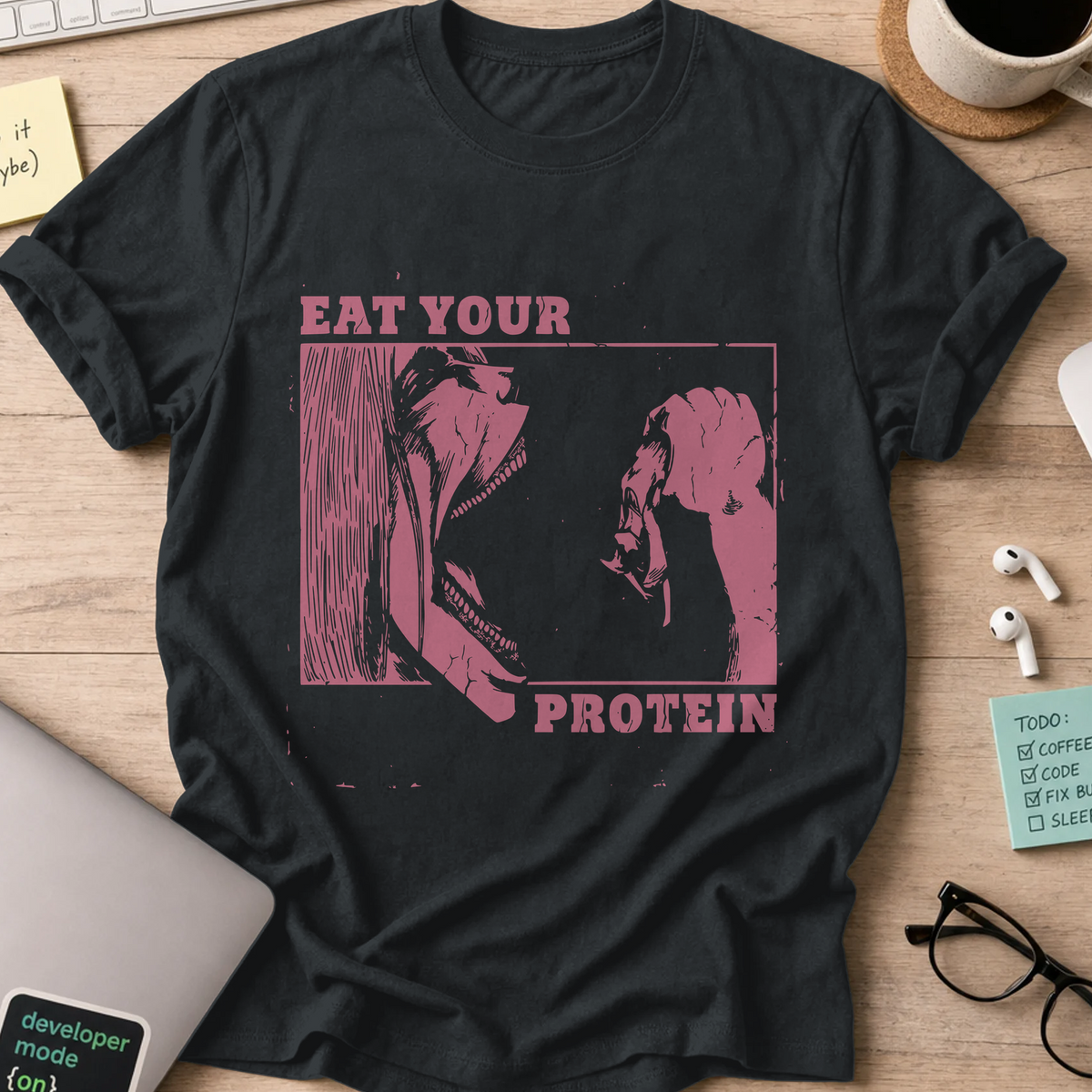 Eat Your Protein Shirt - Black mockup
