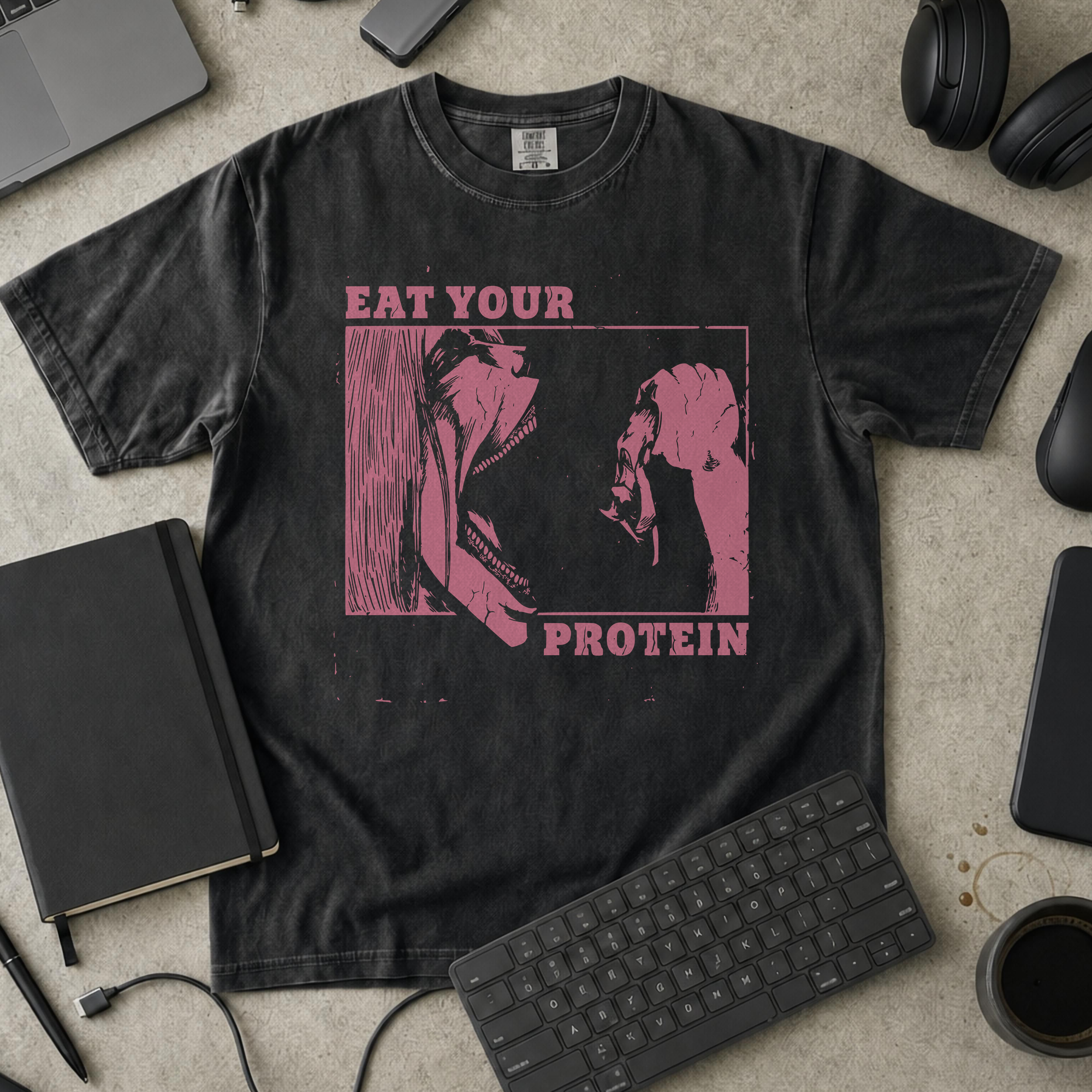 Eat Your Protein Premium Shirt - Black mockup