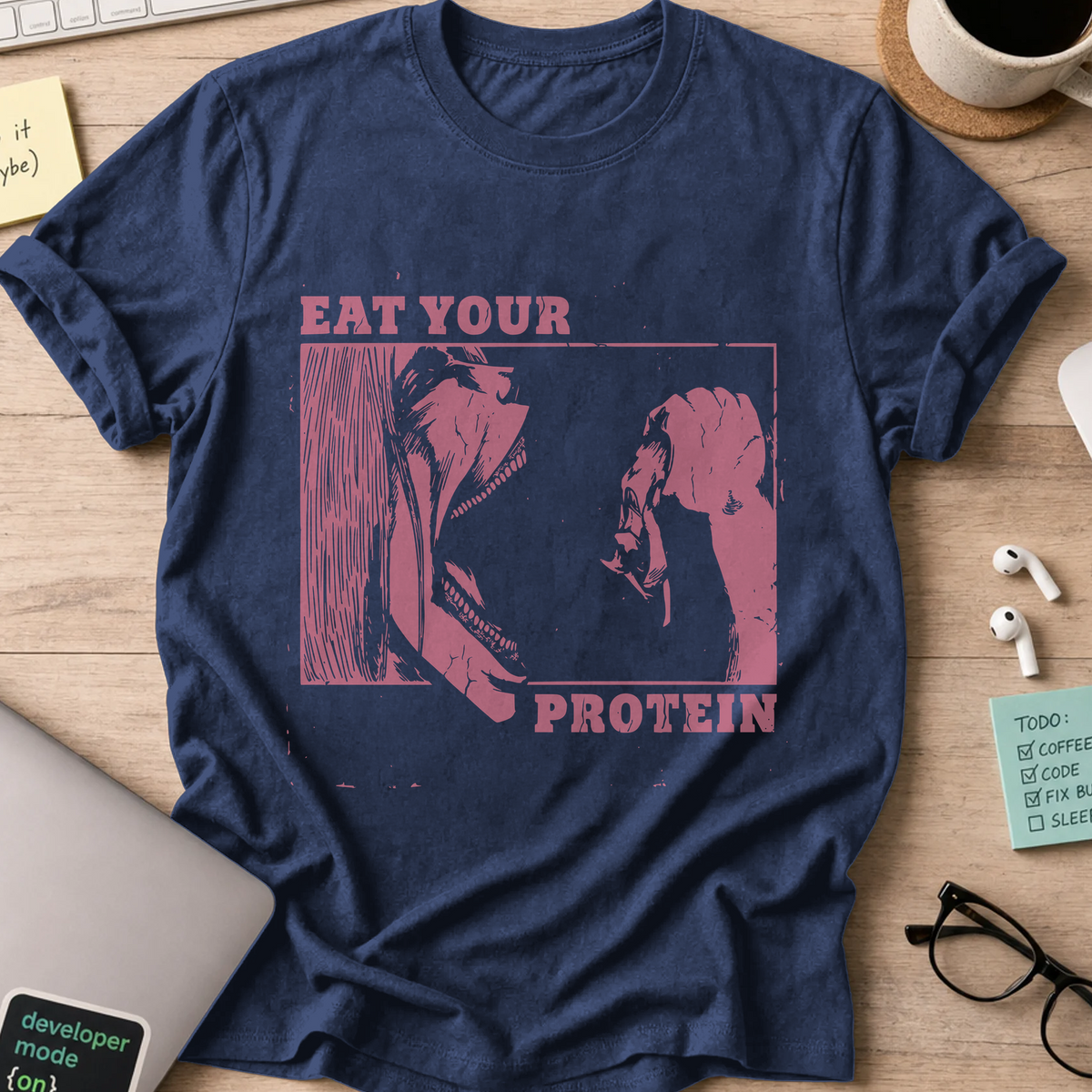 Eat Your Protein Shirt - Navy mockup