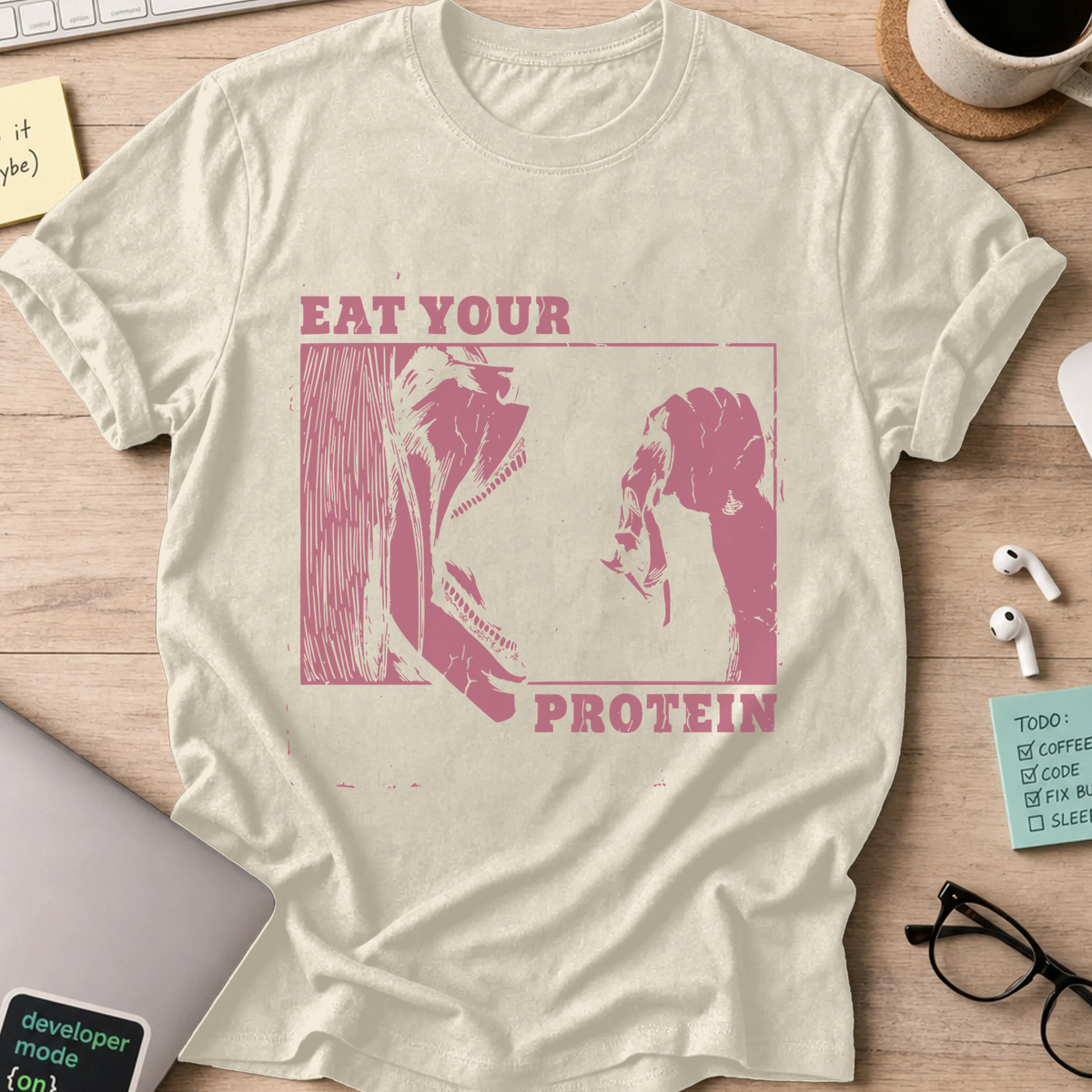 Eat Your Protein Shirt - Natural mockup
