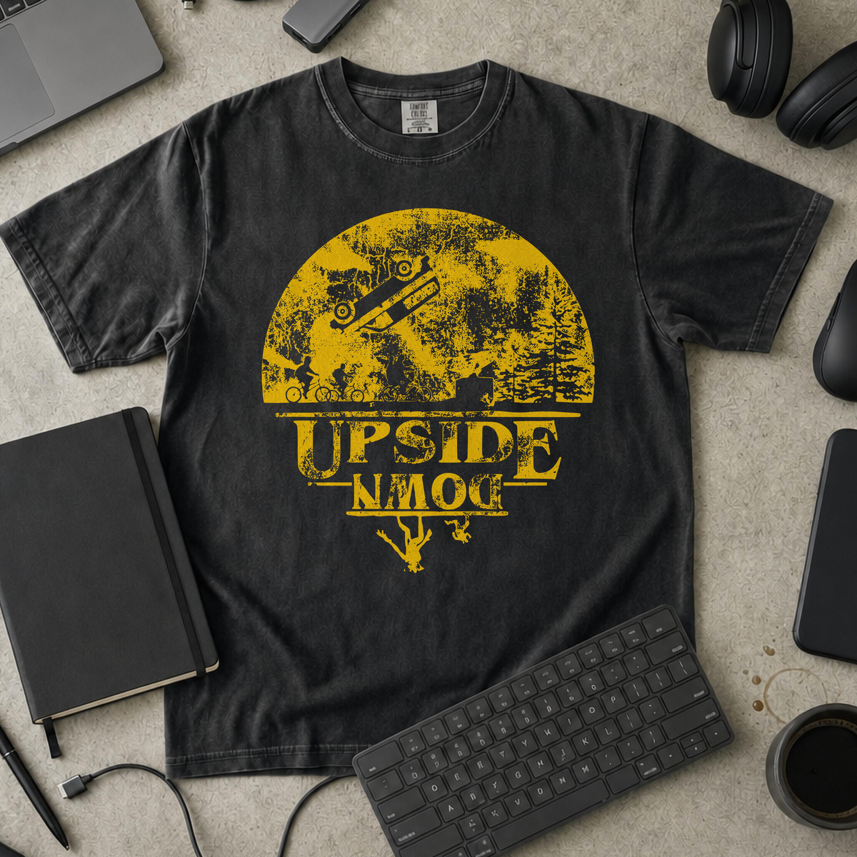 Upside Moon Premium Shirt - Black mockup