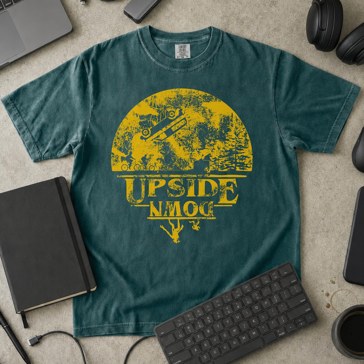 Upside Moon Premium Shirt - Blue Spruce mockup