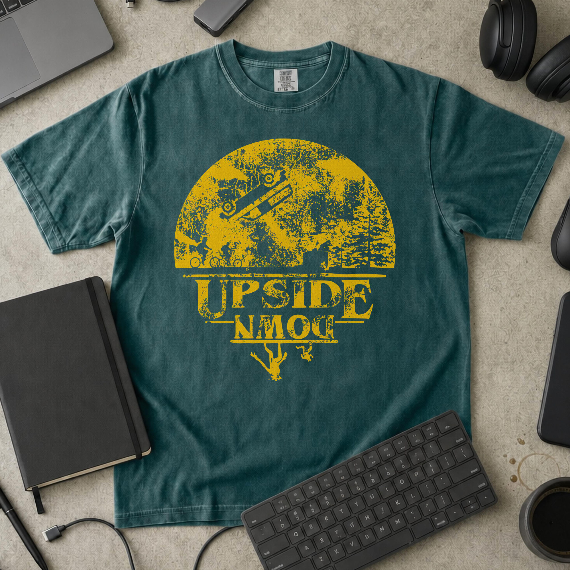 Upside Moon Premium Shirt - Blue Spruce mockup