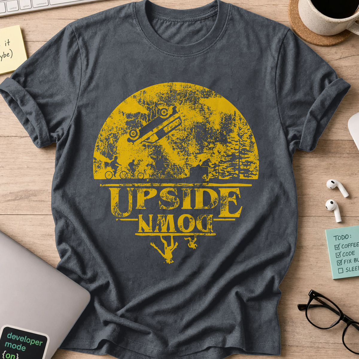 Upside Moon Shirt - Dark Heather mockup