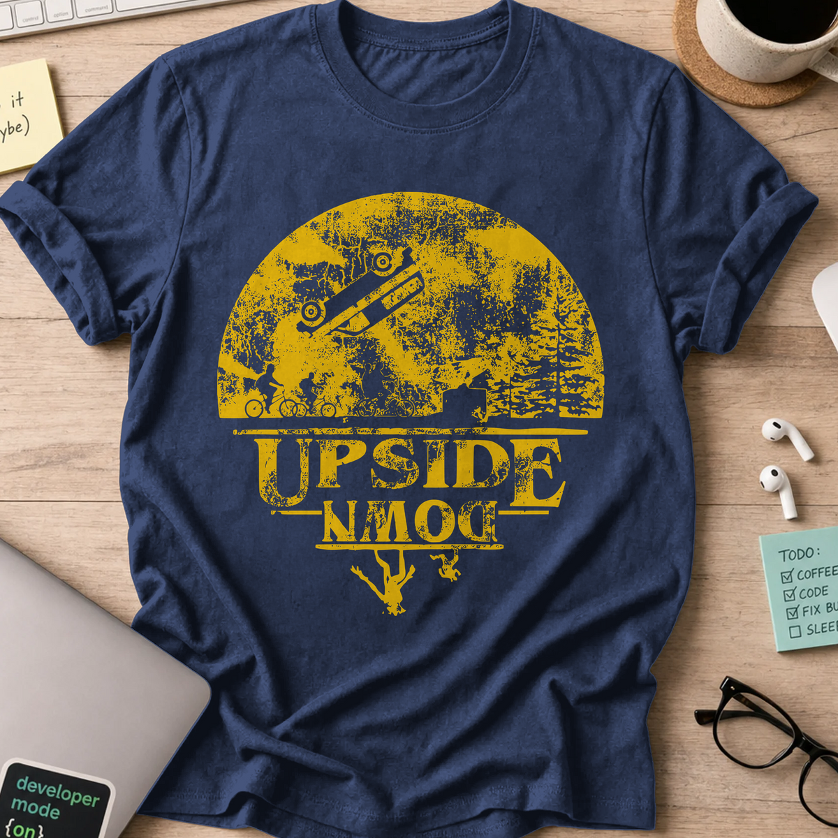 Upside Moon Shirt - Navy mockup