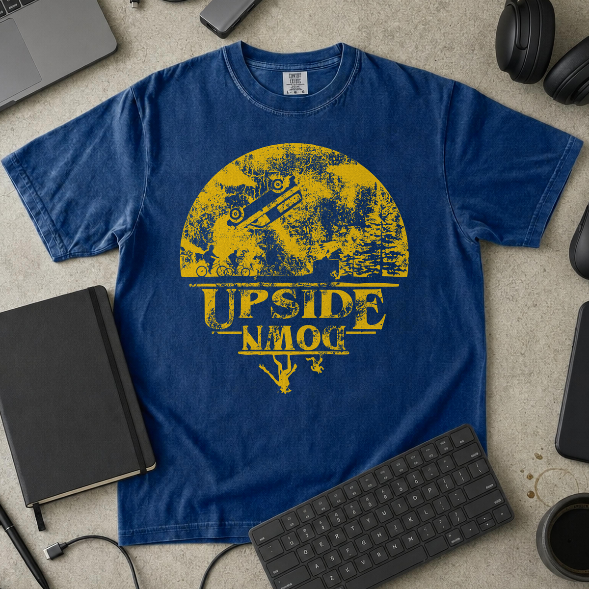 Upside Moon Premium Shirt - True Navy mockup