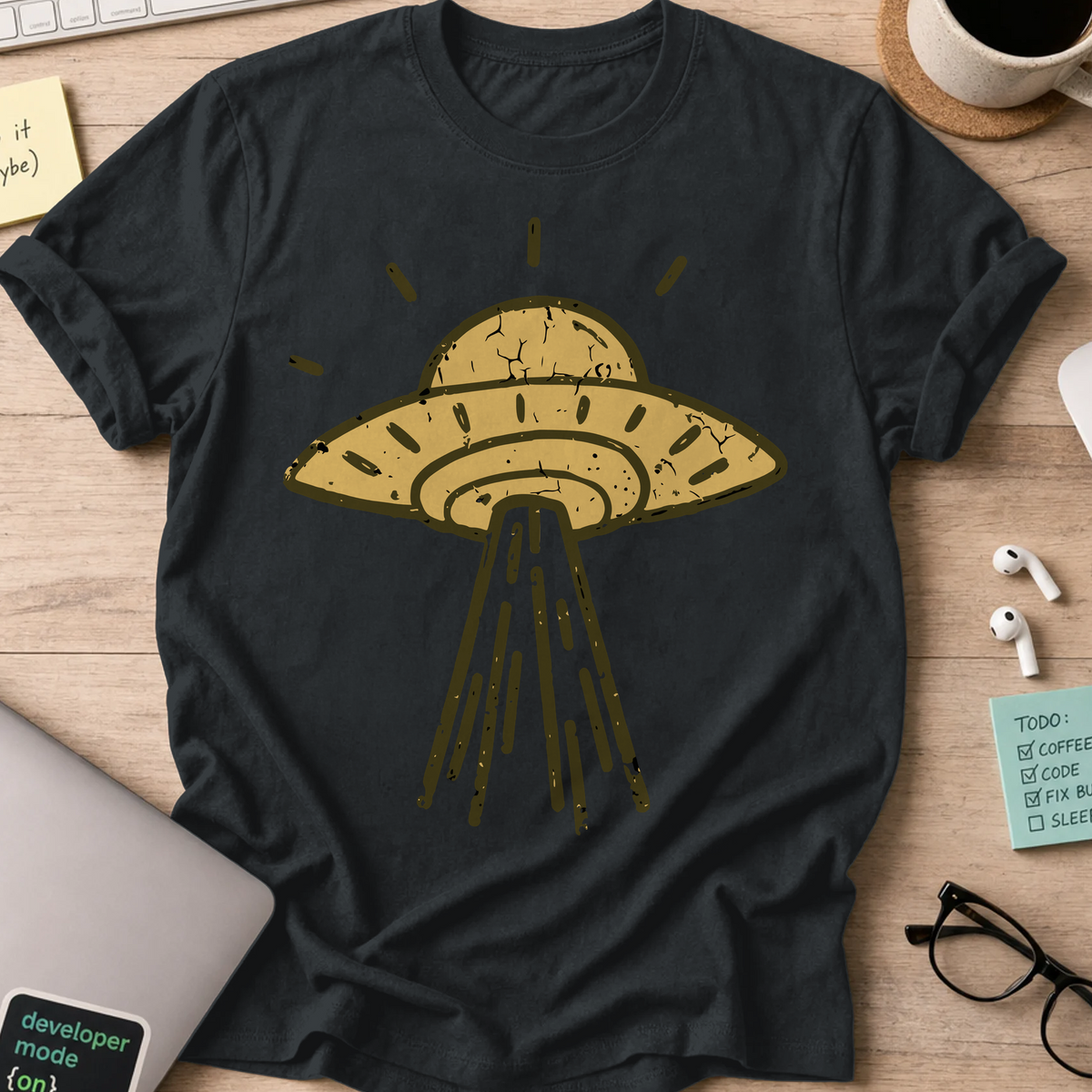 UFO Landing Shirt - Black mockup