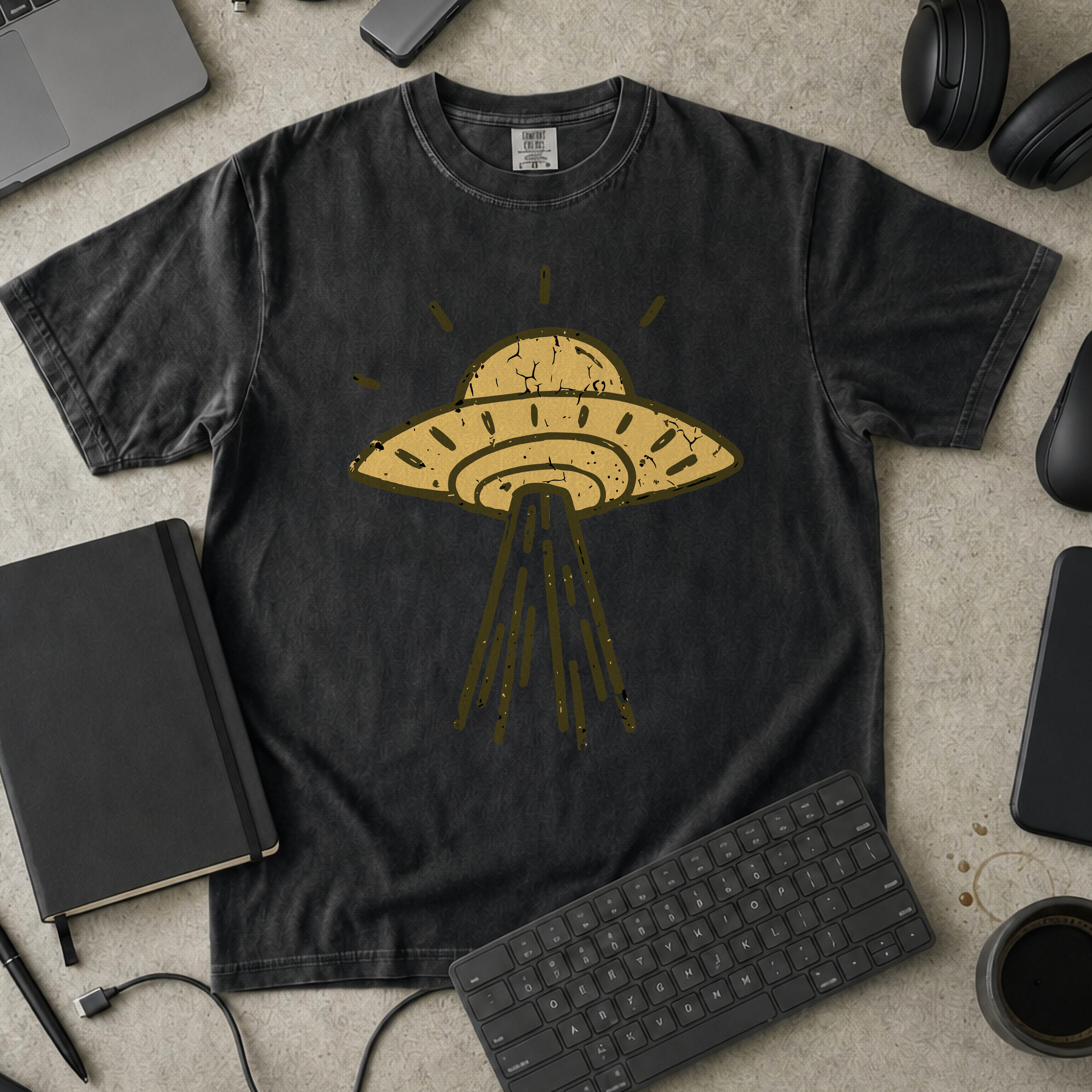 UFO Landing Premium Shirt - Black mockup