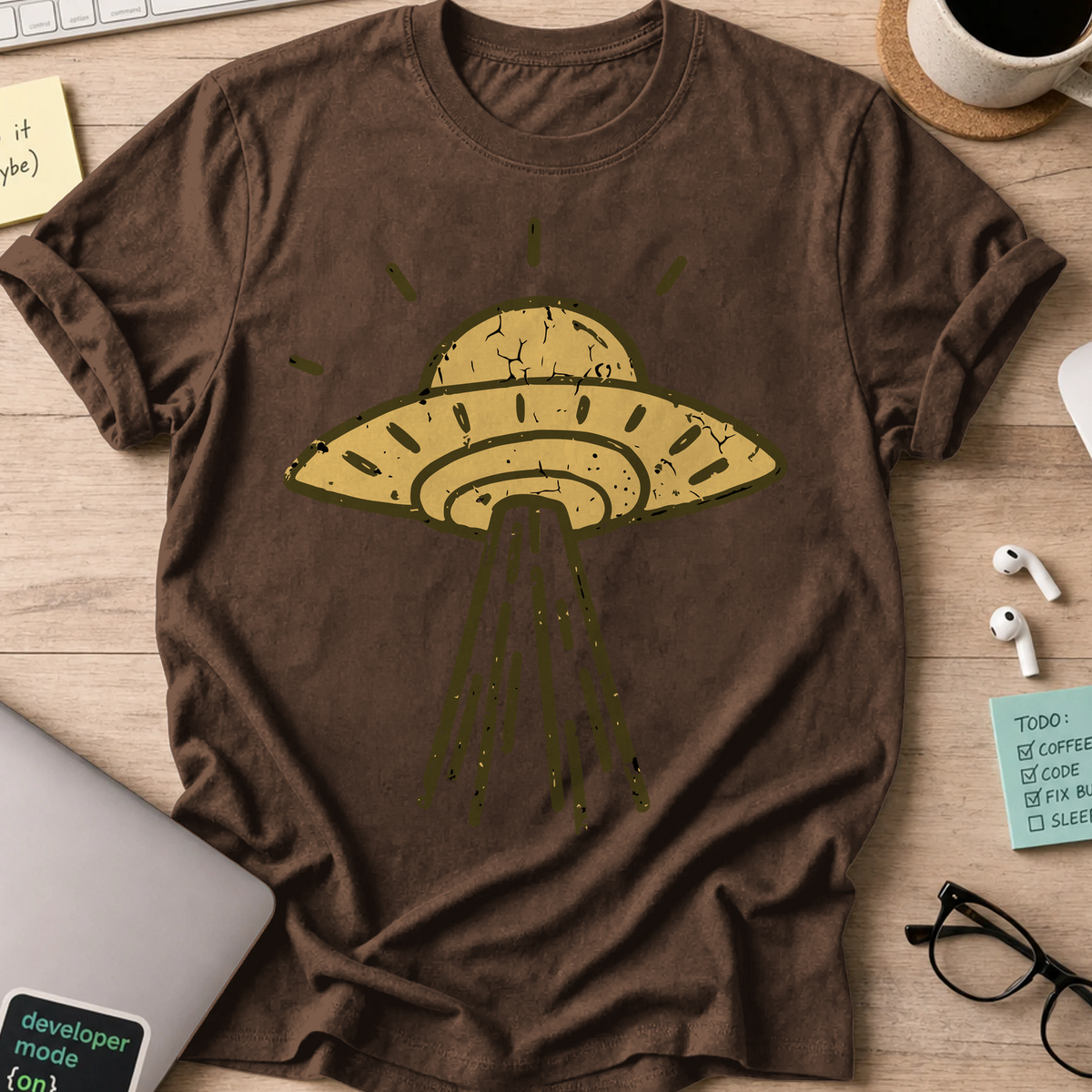 UFO Landing Shirt - Dark Chocolate mockup