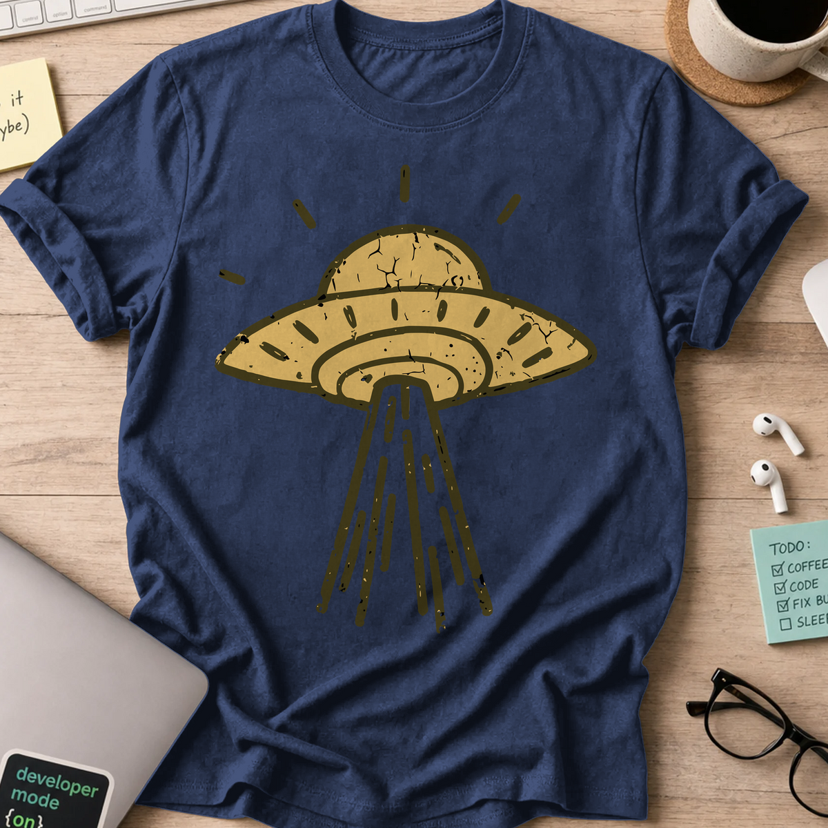 UFO Landing Shirt - Navy mockup