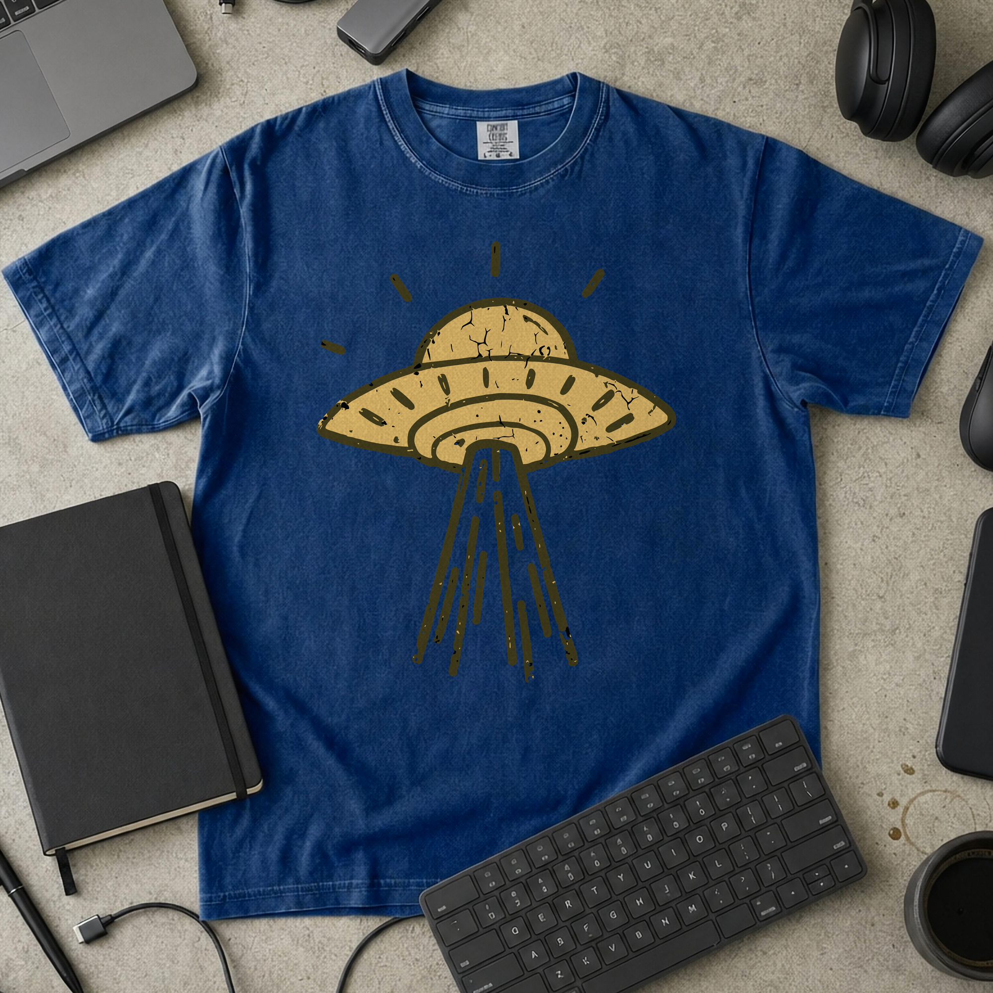 UFO Landing Premium Shirt - True Navy mockup