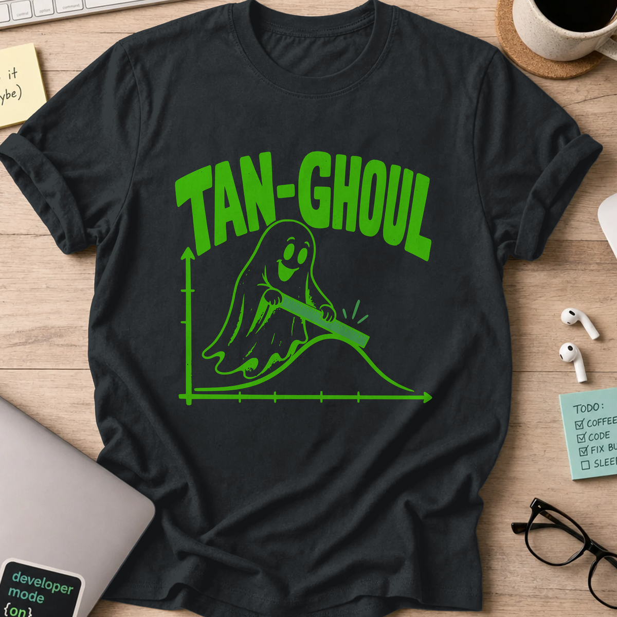Tan-Ghoul Shirt - Black mockup