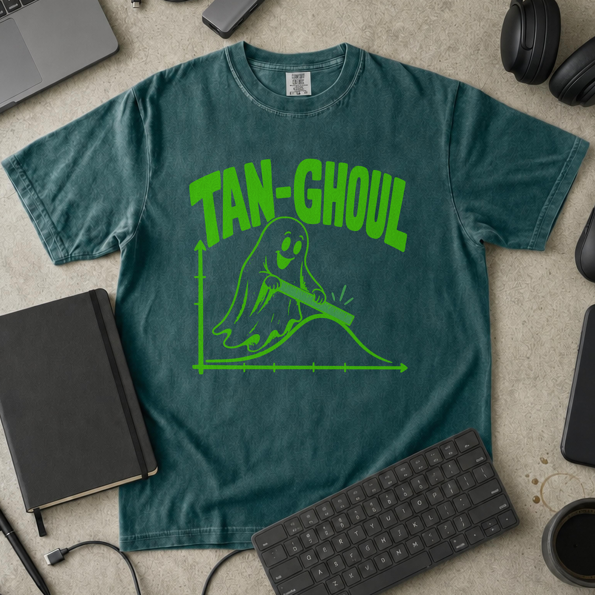 Tan-Ghoul Premium Shirt - Blue Spruce mockup