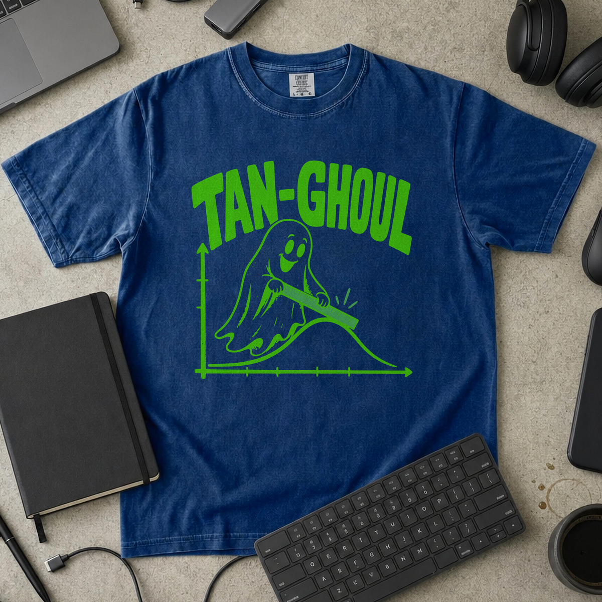 Tan-Ghoul Premium Shirt - True Navy mockup