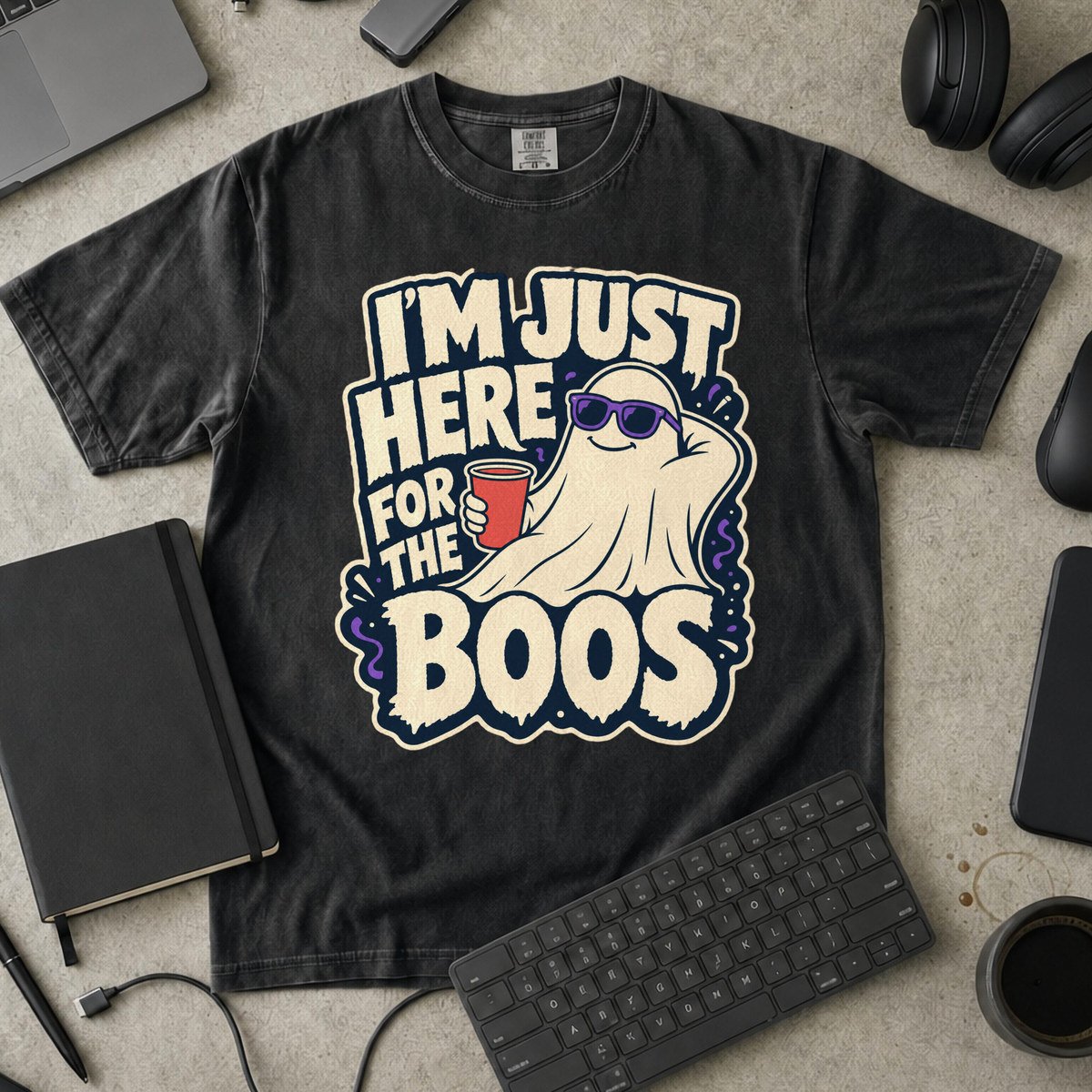 Here for the Boos Premium Shirt - Black mockup