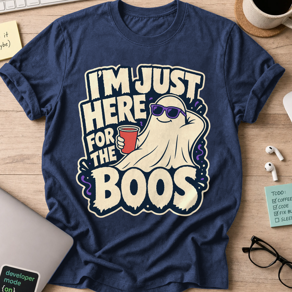 Here for the Boos Shirt - Navy mockup