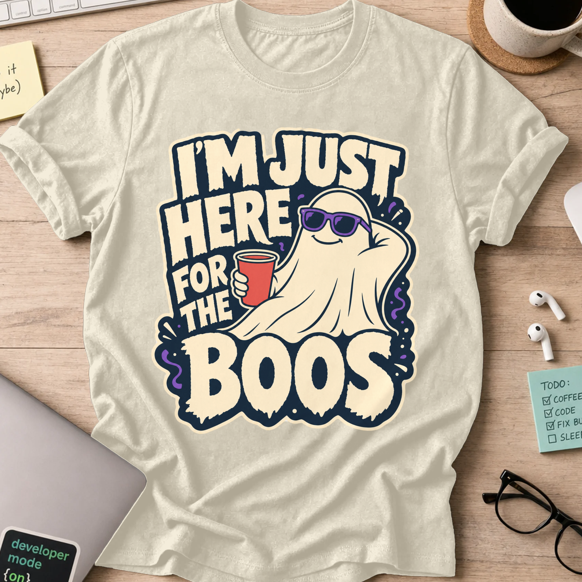 Here for the Boos Shirt - Natural mockup