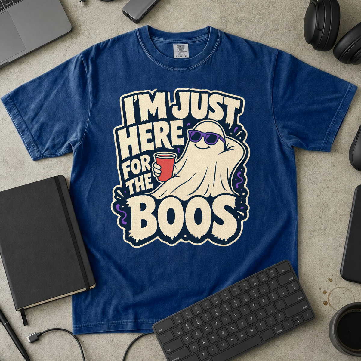 Here for the Boos Premium Shirt - True Navy mockup