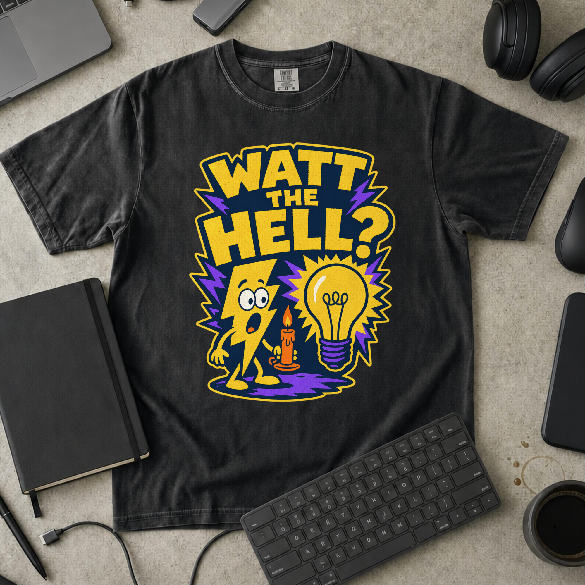 Watt the Hell Premium Shirt - Black mockup