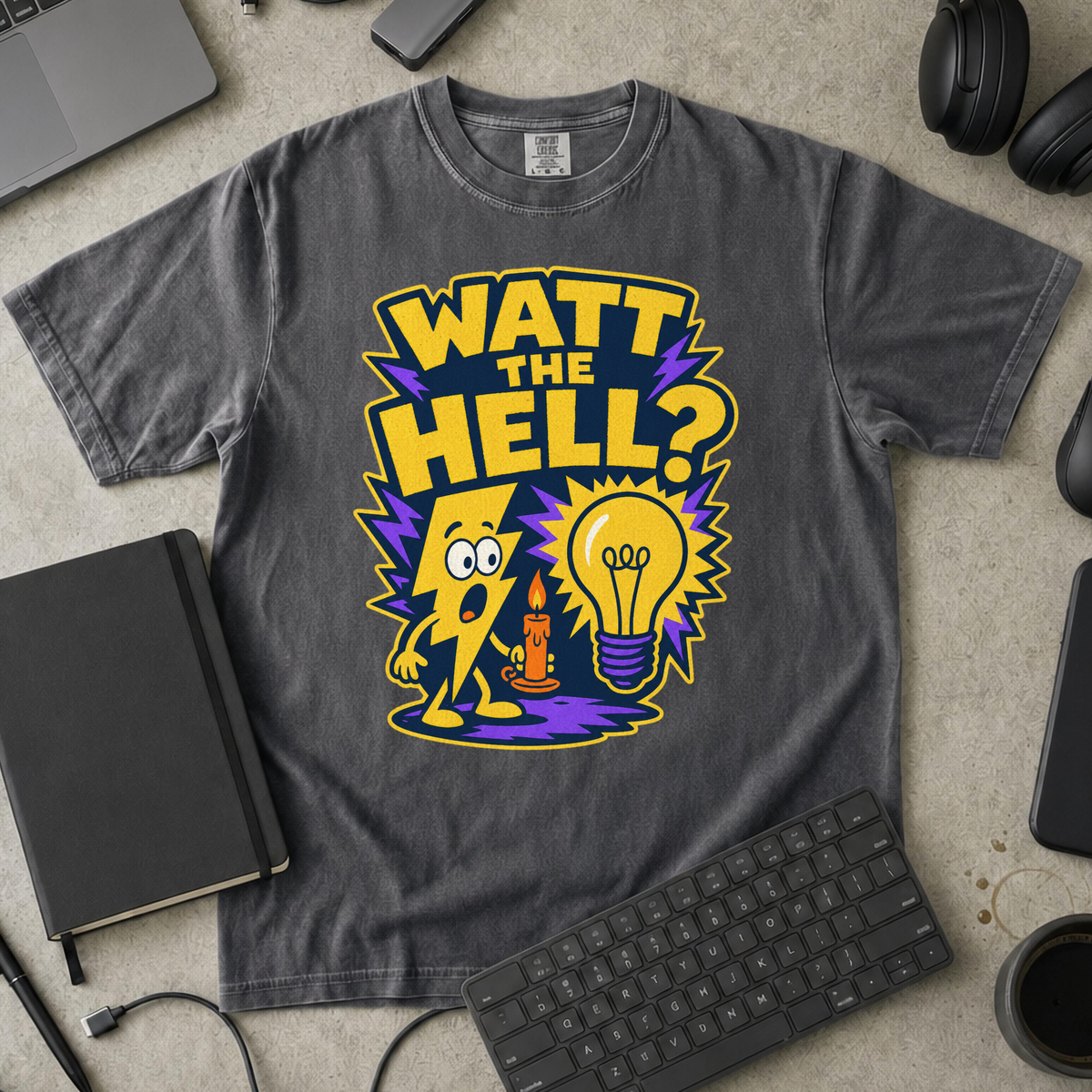 Watt the Hell Premium Shirt - Pepper mockup