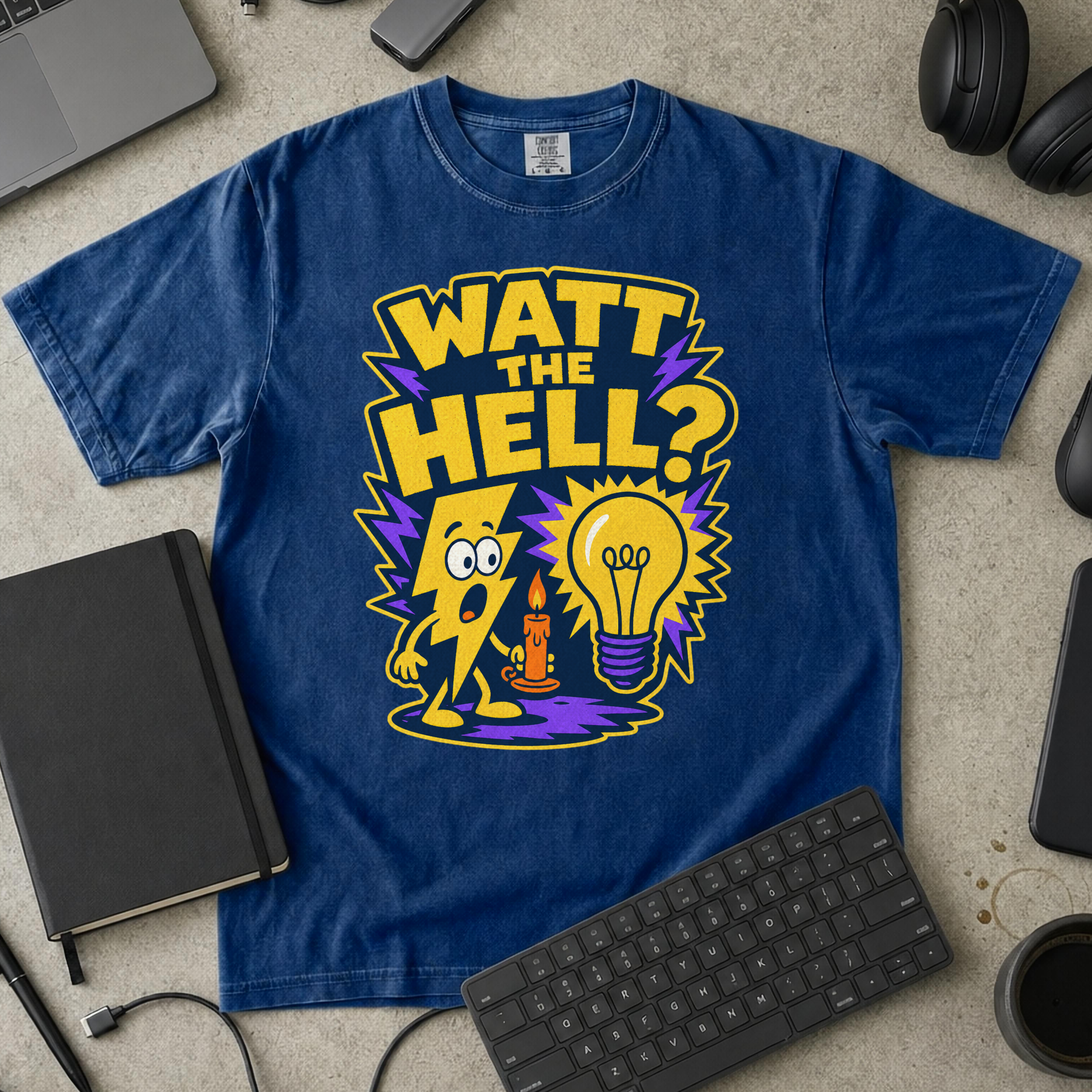 Watt the Hell Premium Shirt - True Navy mockup