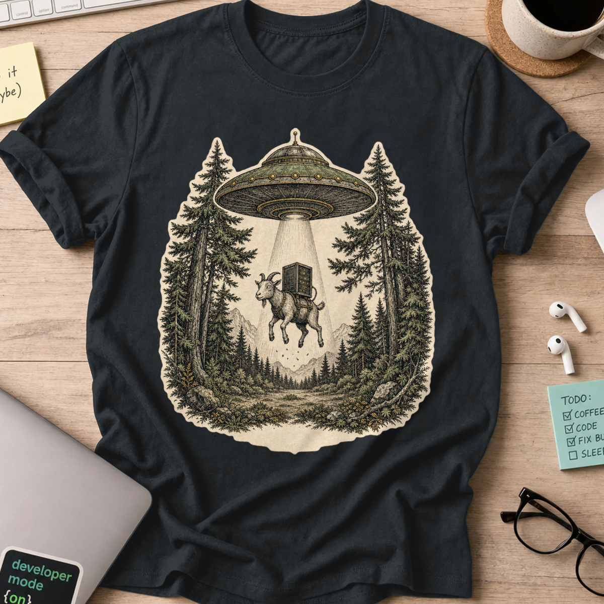 UFO Abduction Shirt - Black mockup