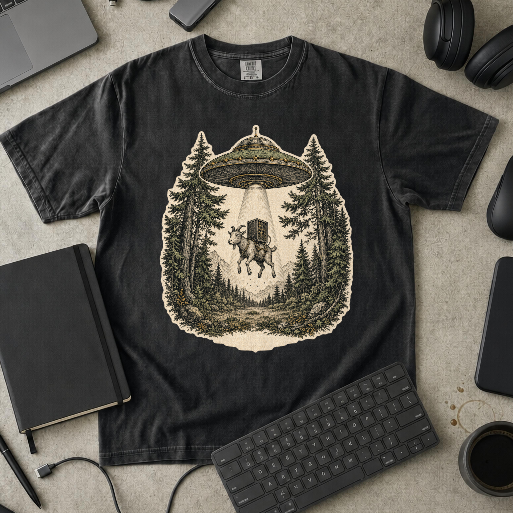 UFO Abduction Premium Shirt - Black mockup