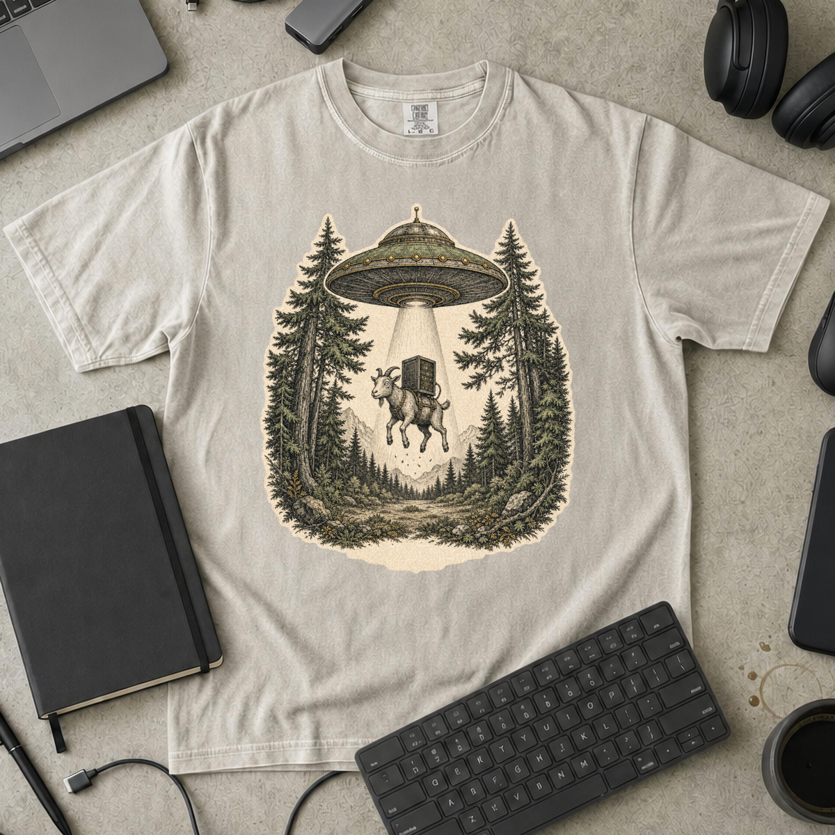 UFO Abduction Premium Shirt - Ivory mockup
