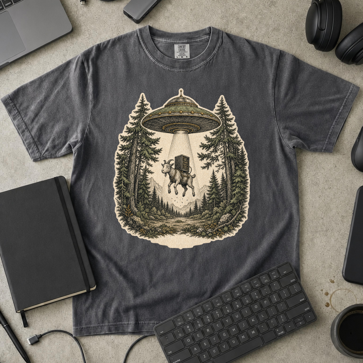 UFO Abduction Premium Shirt - Pepper mockup