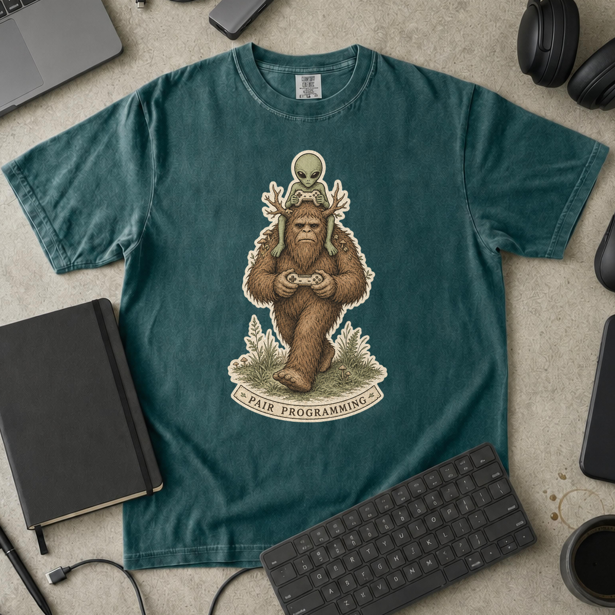 Pair Programming Premium Shirt - Blue Spruce mockup