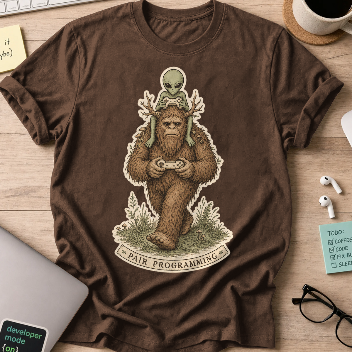 Pair Programming Shirt - Dark Chocolate mockup