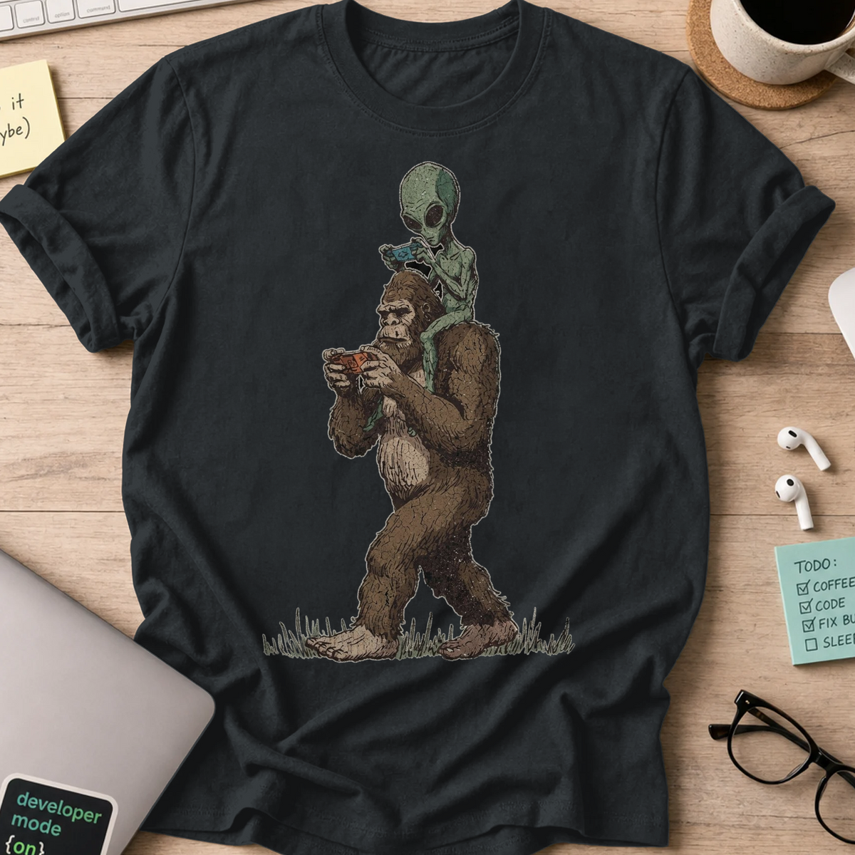 Bigfoot Encounter Shirt - Black mockup