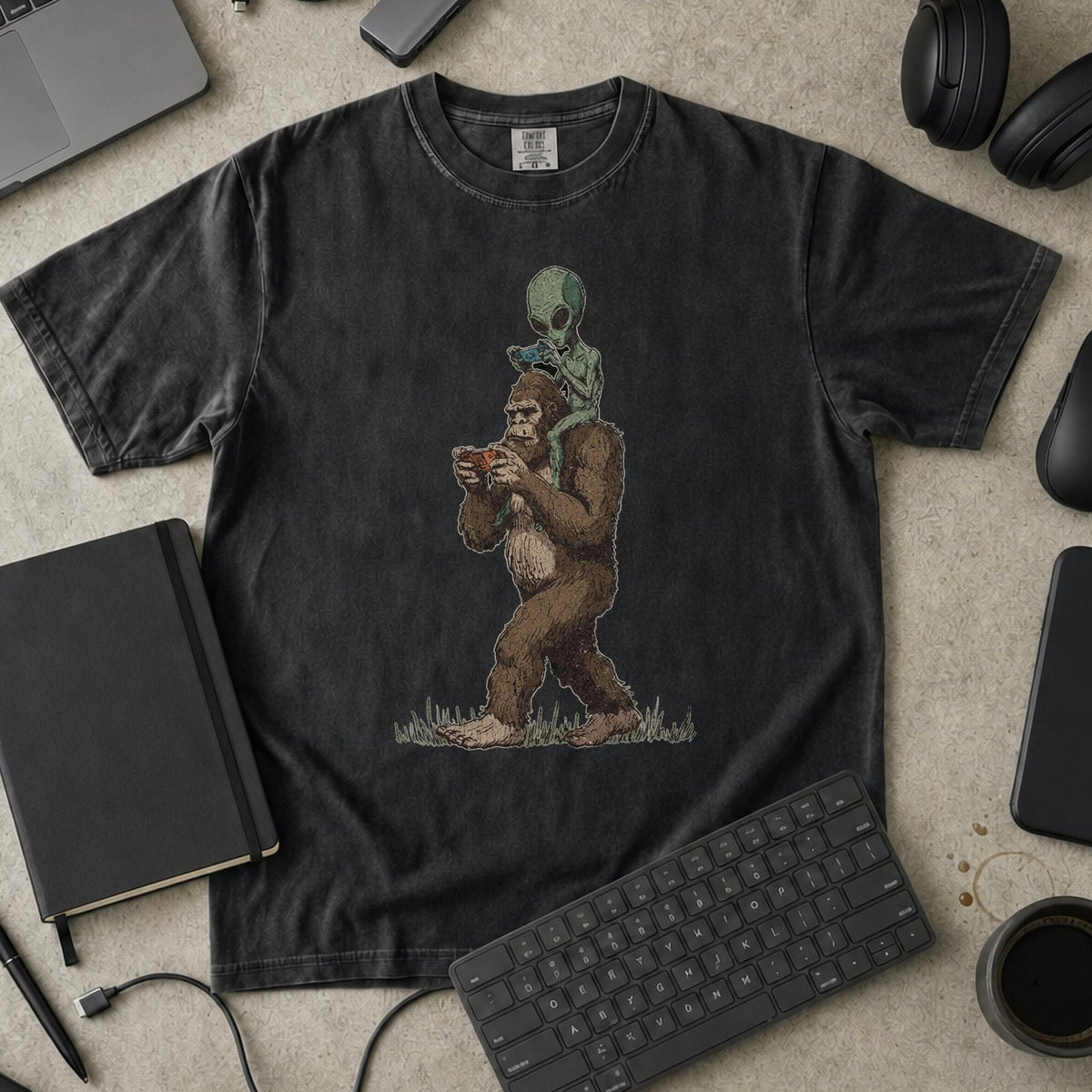 Bigfoot Encounter Premium Shirt - Black mockup