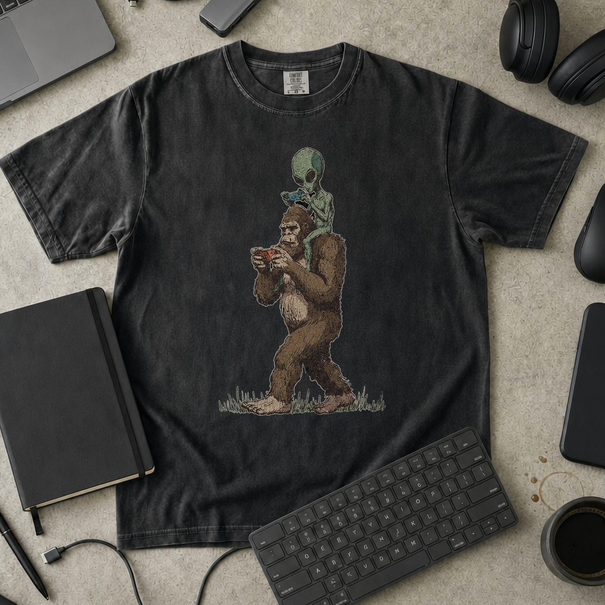 Bigfoot Encounter Premium Shirt - Black mockup