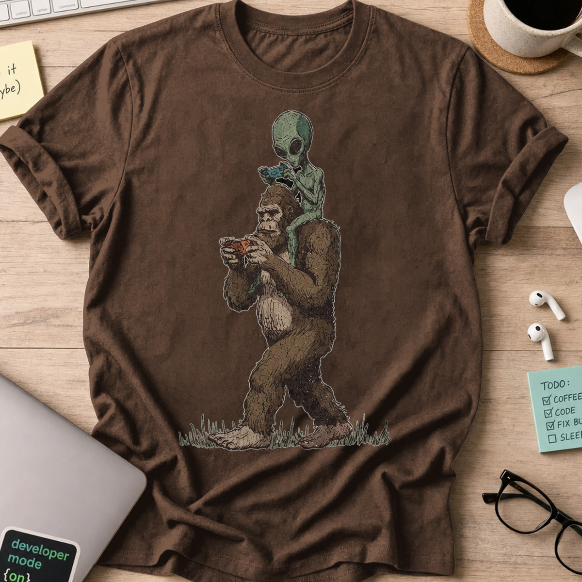 Bigfoot Encounter Shirt - Dark Chocolate mockup
