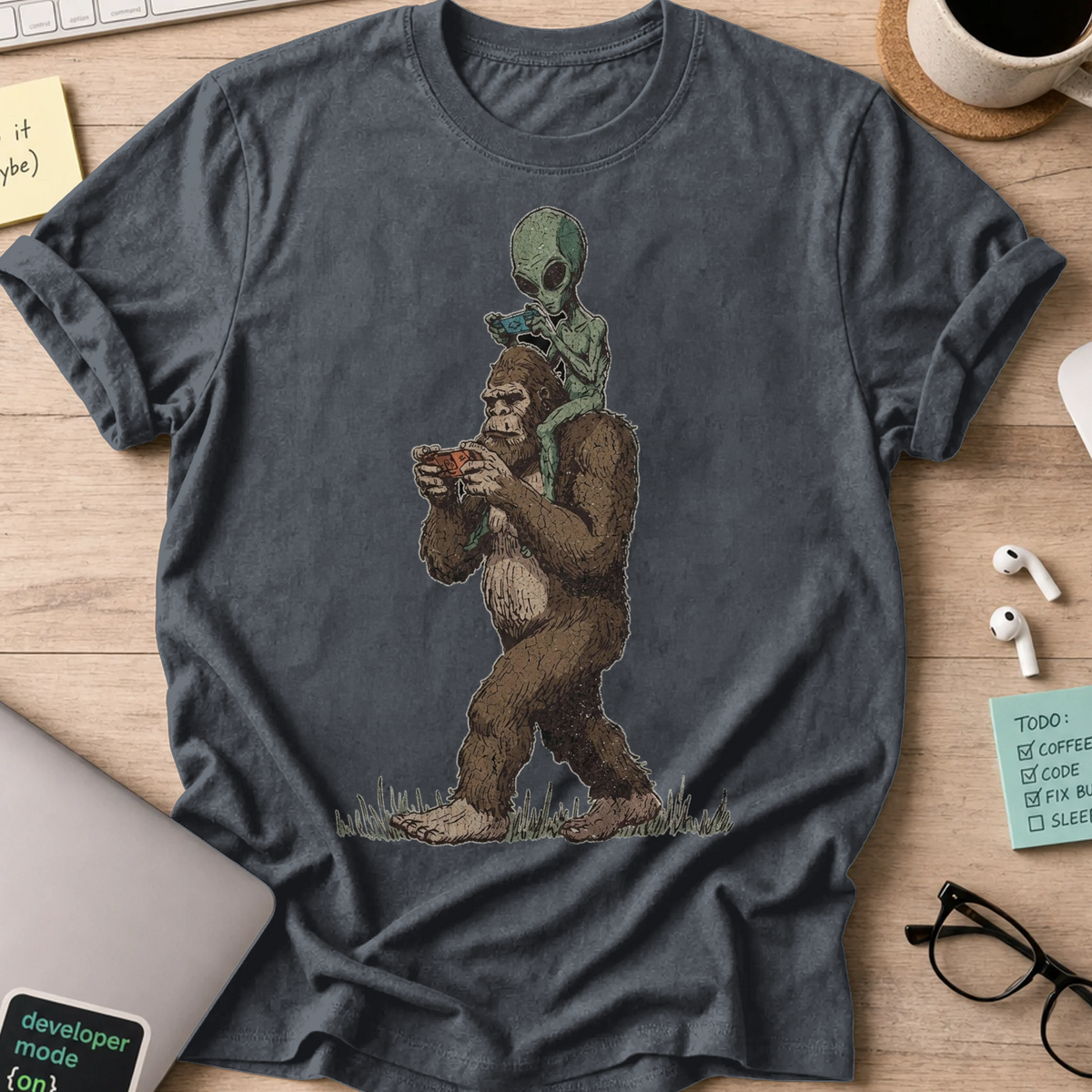 Bigfoot Encounter Shirt - Dark Heather mockup