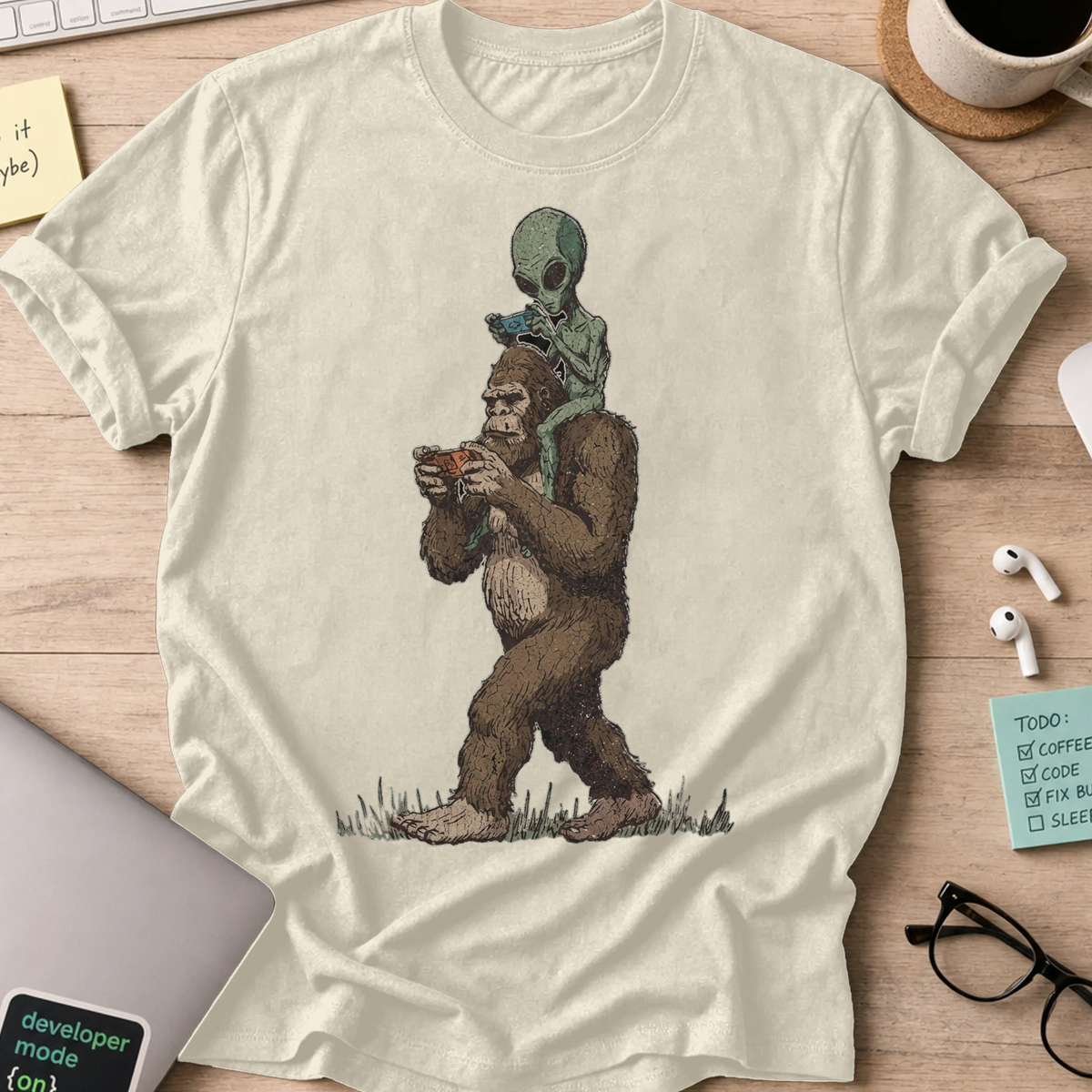 Bigfoot Encounter Shirt - Natural mockup
