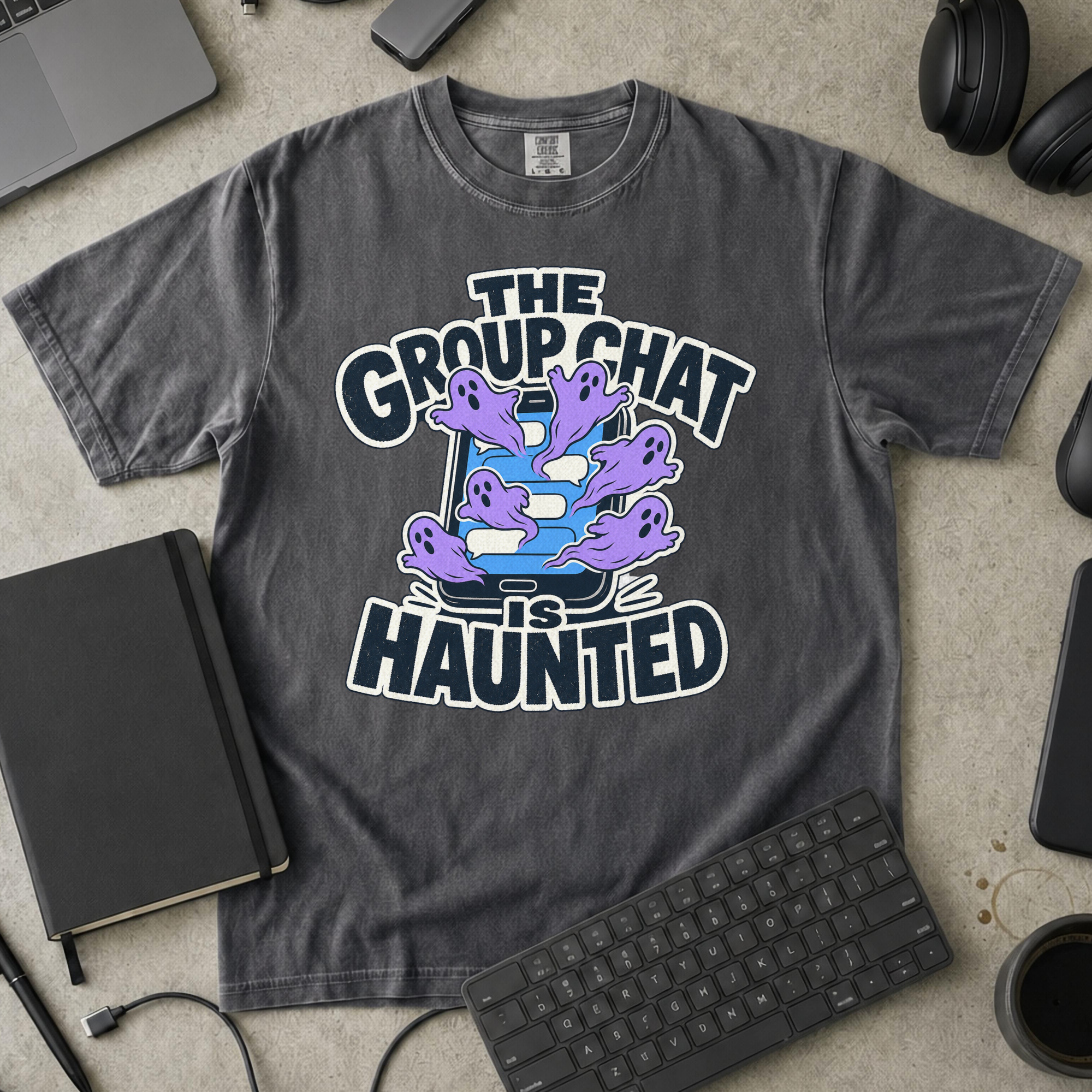 The Group Chat Is Haunted Premium Shirt - Pepper mockup