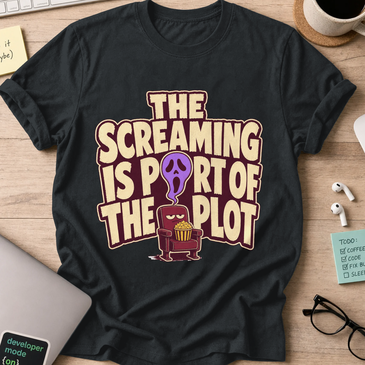 The Screaming Is Part of the Plot Shirt - Black mockup